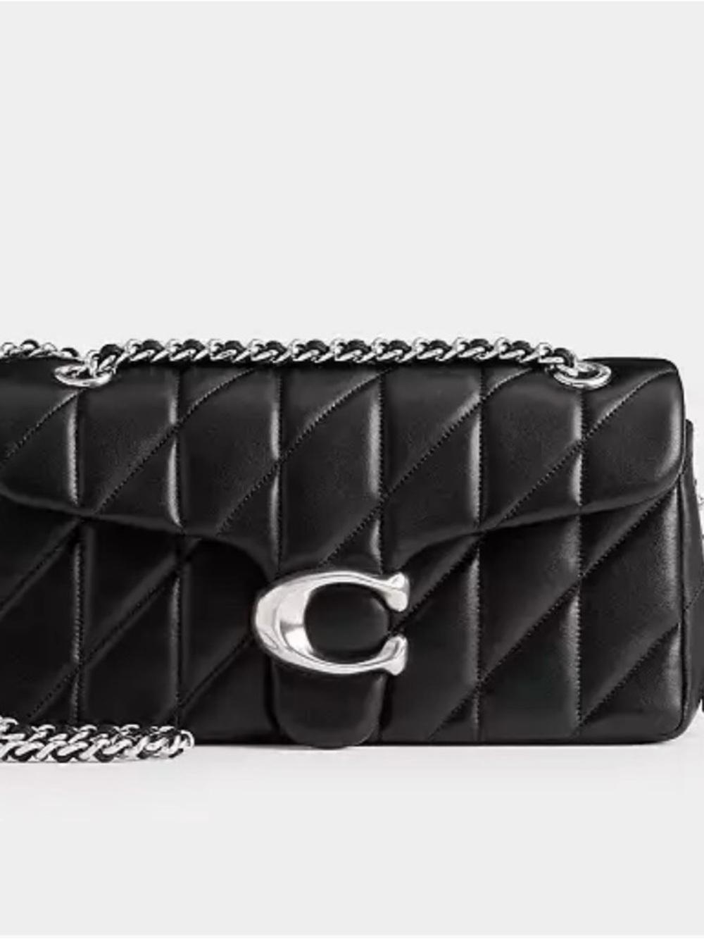Coach Black Quilted Leather Shoulder Bag with Silver Chain